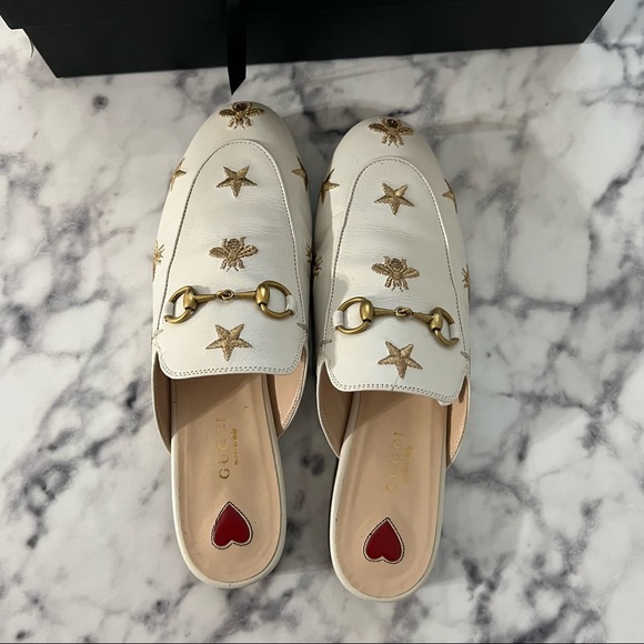 Gucci Princetown Leather Slide Quentin Mystic White Embroidered - Picture 5 of 16